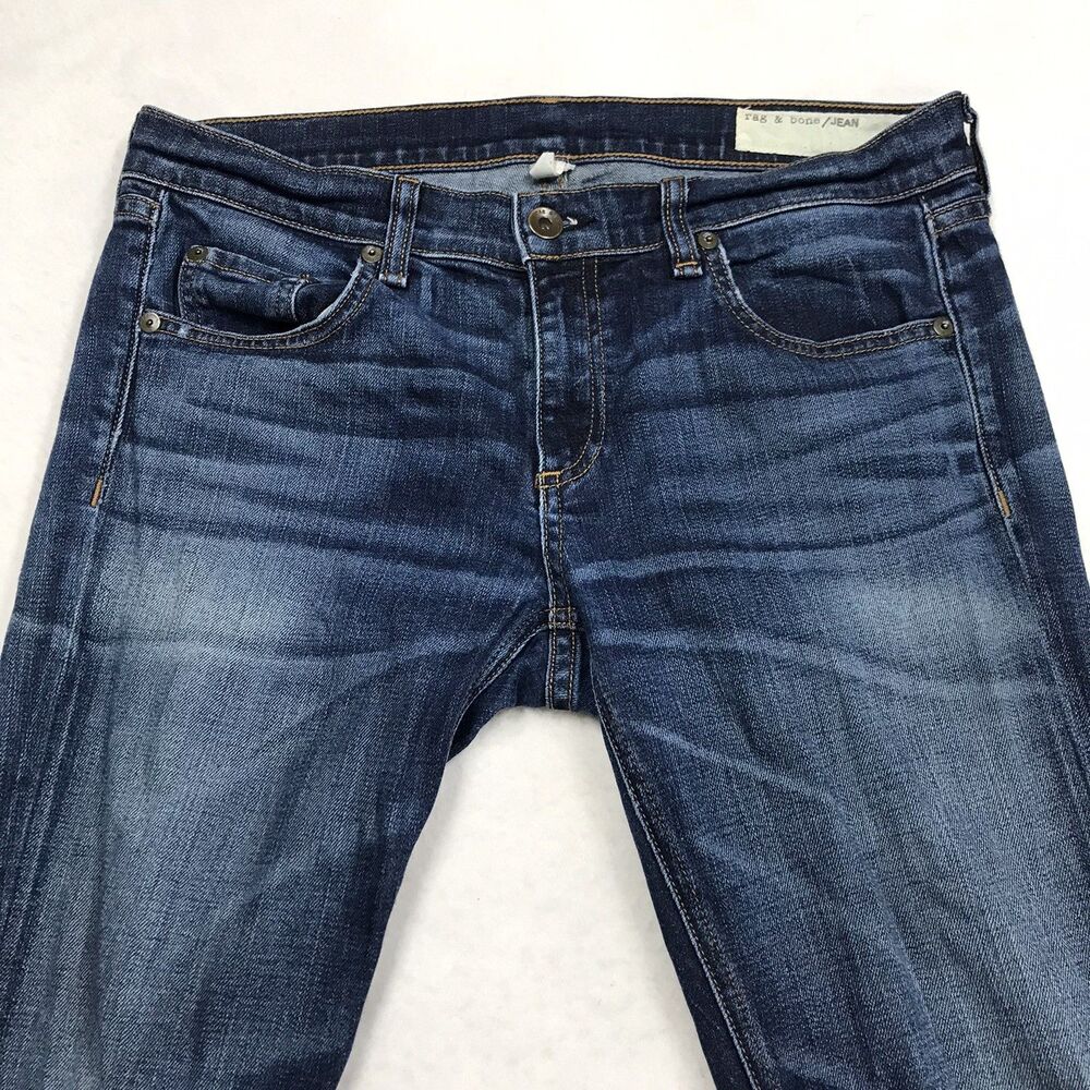 RAG & BONE Dre Jeans Women 28 (32x29) Slim Boyfriend Dark Whiskered Stretch - Picture 3 of 16